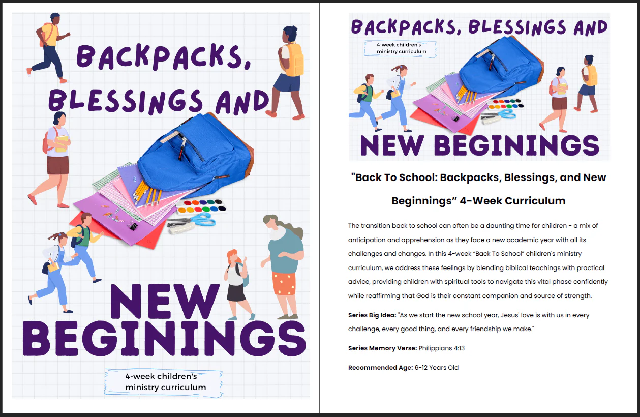 "Back To School: Backpacks, Blessings, and New Beginningsā 4-Week Children's Ministry - Image 14