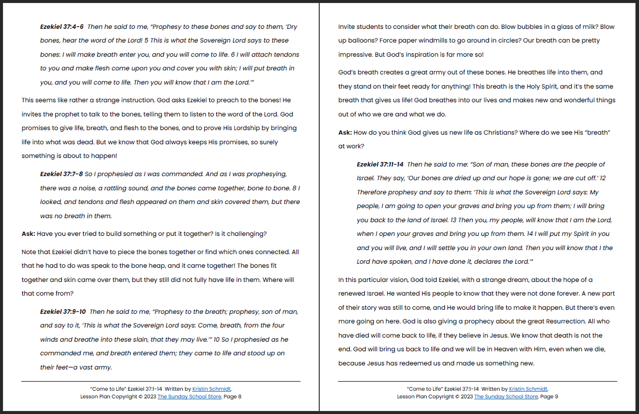Ezekiel and the Valley of Dry Bones (Ezekiel 37:1-14) Printable Bible Lesson & Sunday School Activities - Image 6