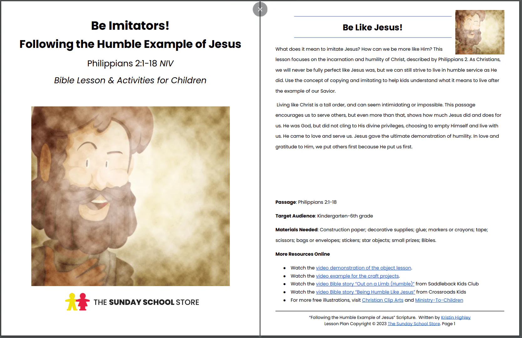 Following the Humble Example of Jesus (Philippians 2:1-18) Printable Bible Lesson & Sunday School Activities - Image 2
