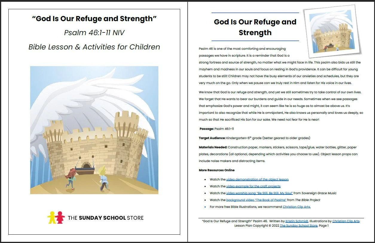 God Is Our Refuge and Strength (Psalm 46:1-11) Printable Bible Lesson & Sunday School Activities - Image 2