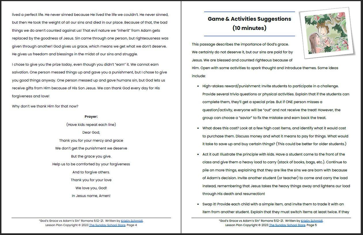 God's Grace vs. Adam's Sin (Romans 5:12-21) Printable Bible Lesson & Sunday School Activities - Image 4