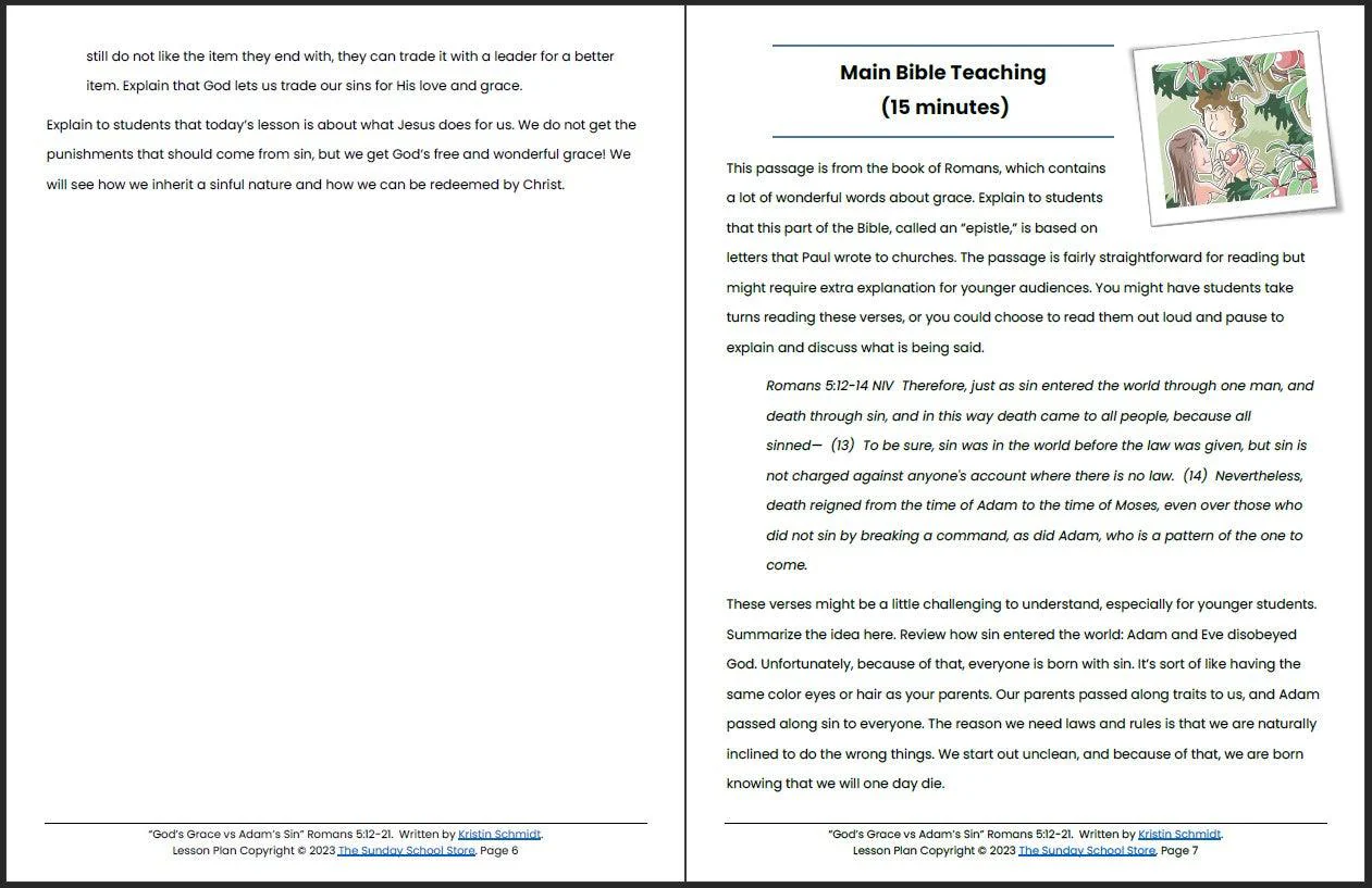 God's Grace vs. Adam's Sin (Romans 5:12-21) Printable Bible Lesson & Sunday School Activities - Image 5