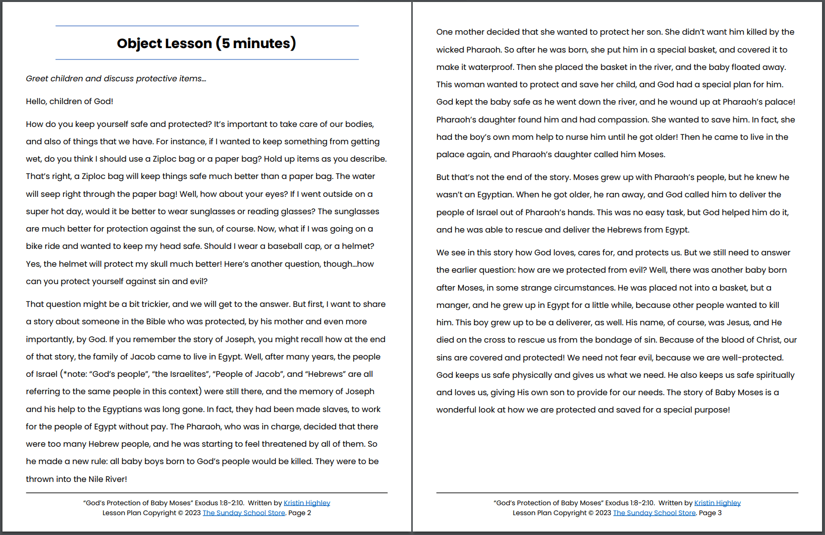 God's Protection of Baby Moses (Exodus 1:8-2:10) Printable Bible Lesson & Sunday School Activities - Image 3