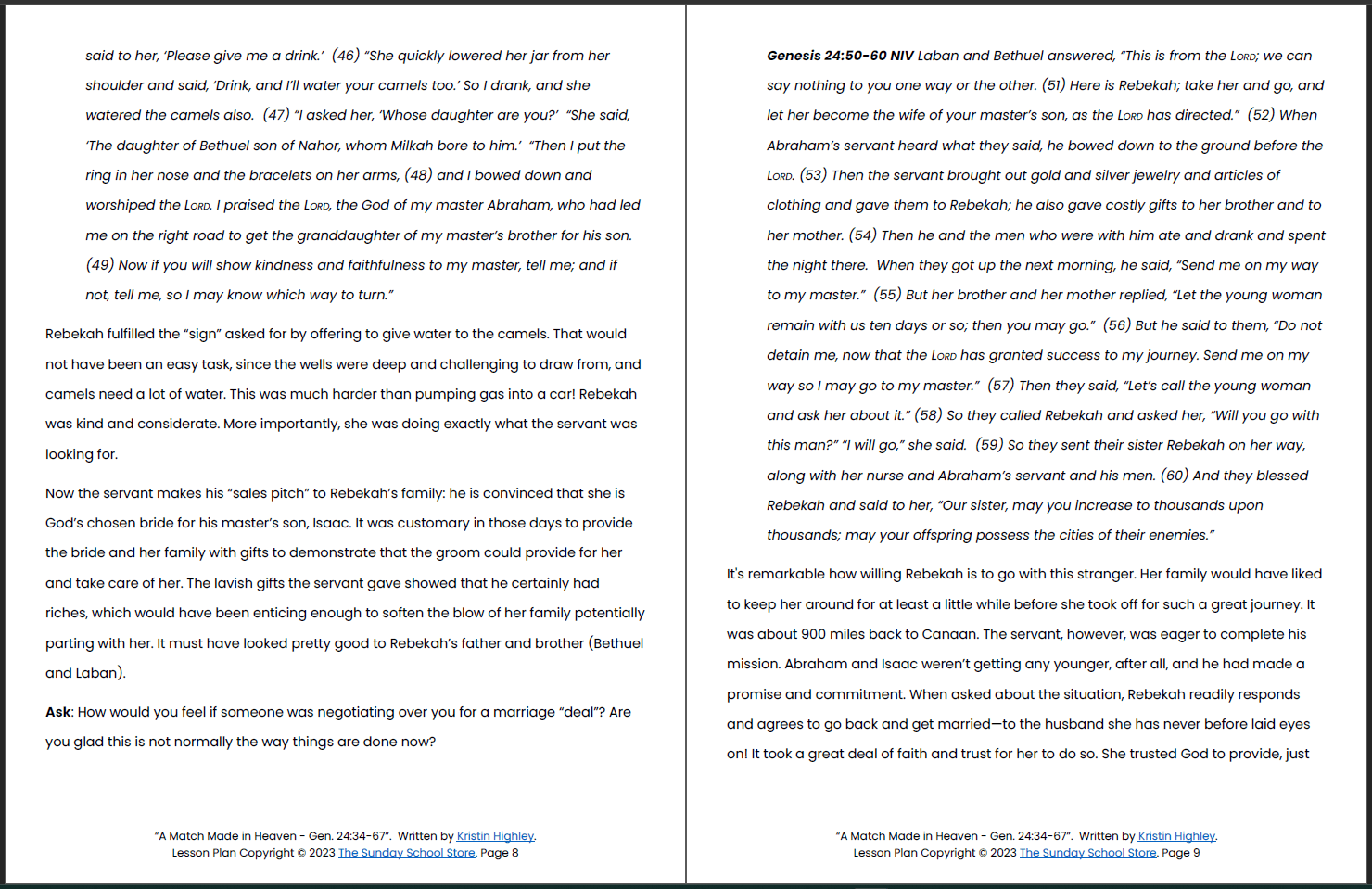 Isaac and Rebekah (Genesis 24) Printable Bible Lesson & Sunday School Activities - Image 6