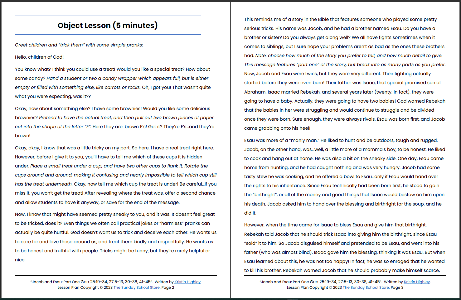 Jacob Tricks Esau (Genesis 25, 27) Printable Bible Lesson & Sunday School Activities - Image 3
