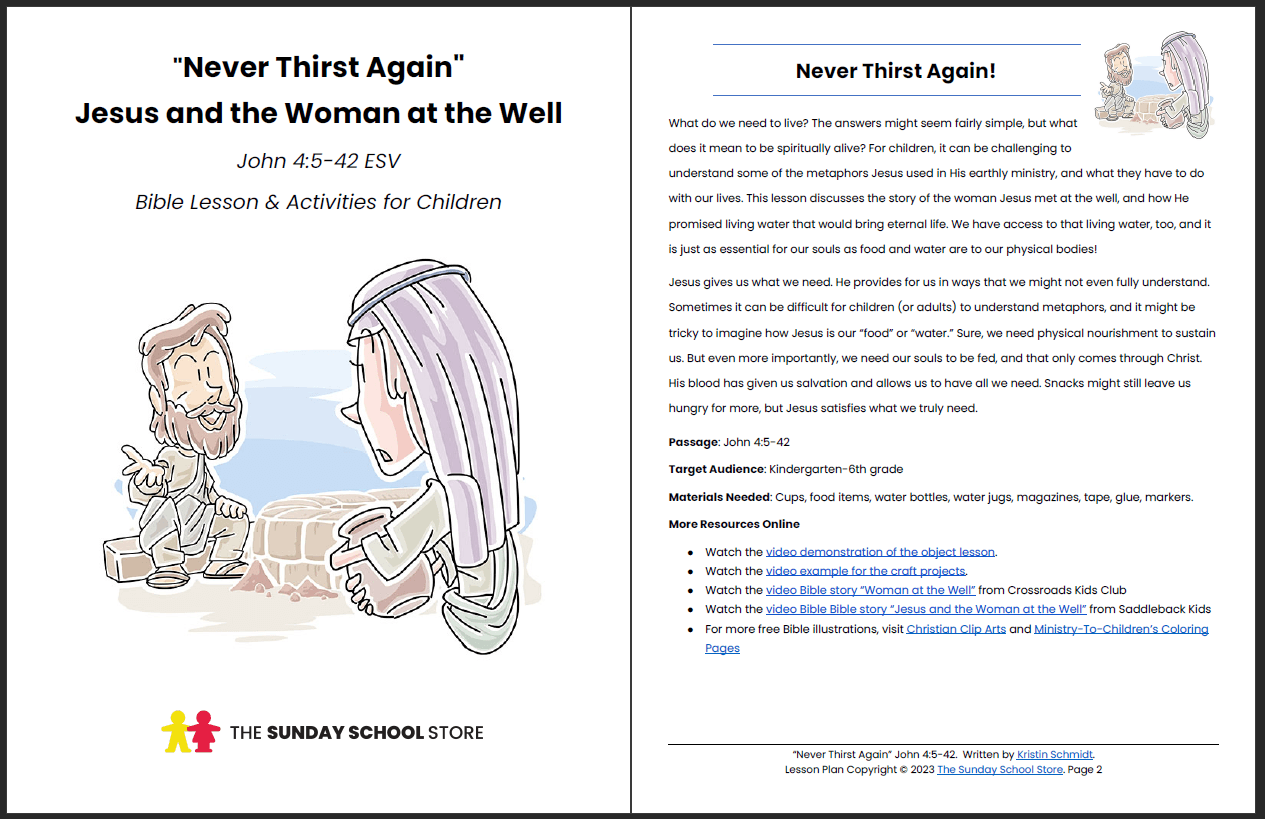 Jesus and the Woman at the Well (John 4) Printable Bible Lesson & Sunday School Activities - Image 2