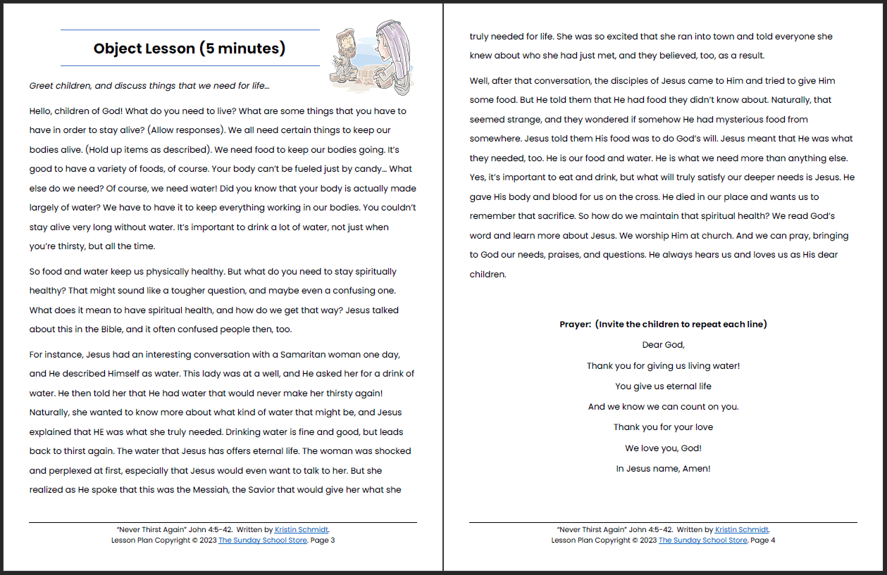 Jesus and the Woman at the Well (John 4) Printable Bible Lesson & Sunday School Activities - Image 3