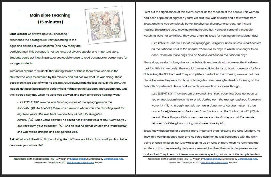 Jesus Heals on the Sabbath (Luke 13:10-17) Printable Bible Lesson & Sunday School Activities - Image 6