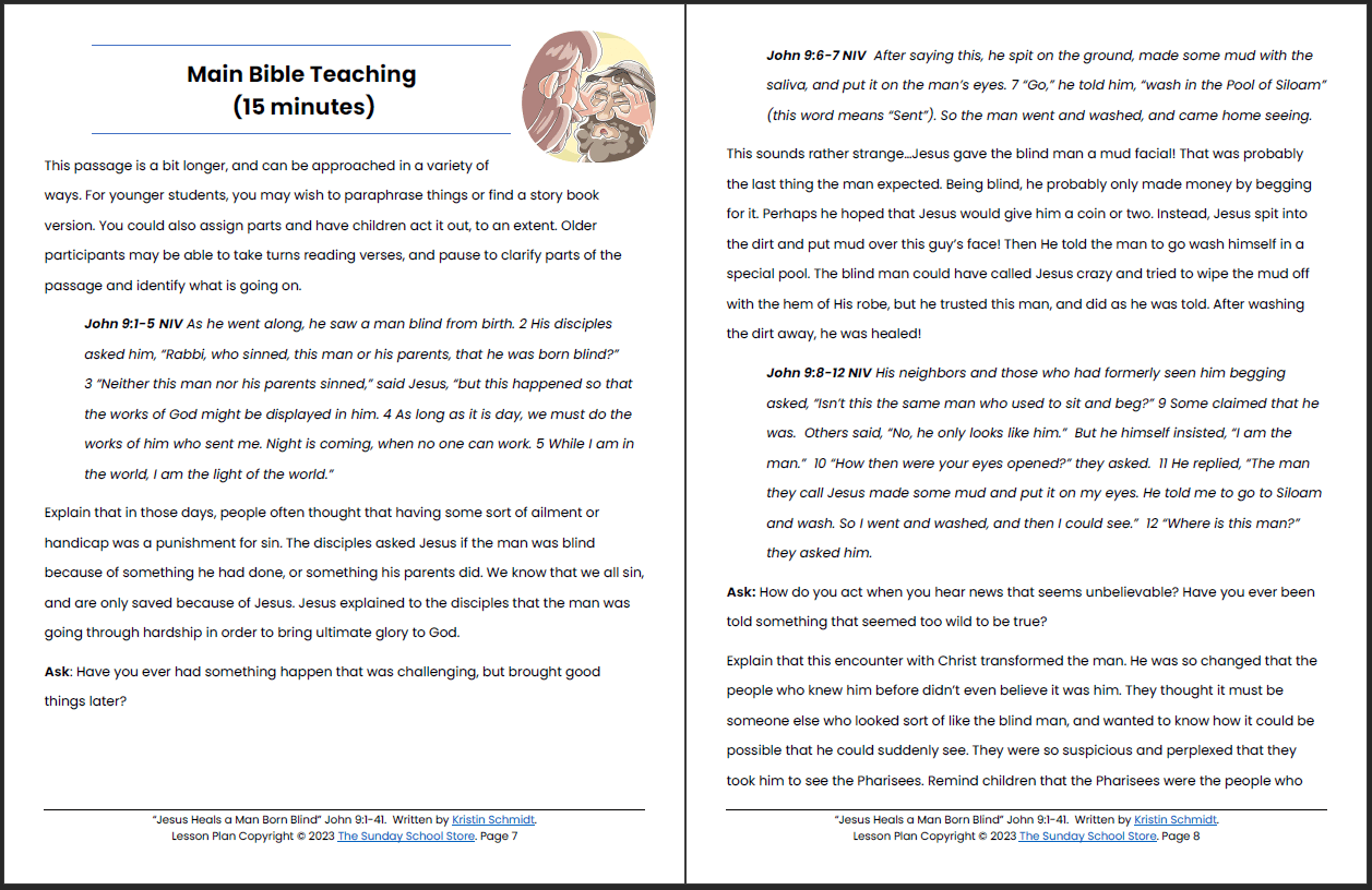 Jesus Heals the Man Born Blind (John 9) Printable Bible Lesson & Sunday School Activities - Image 5