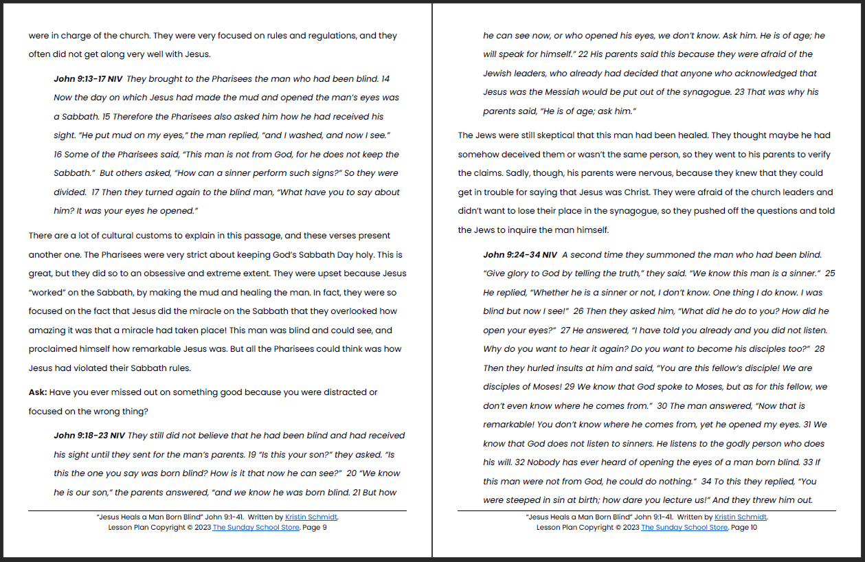 Jesus Heals the Man Born Blind (John 9) Printable Bible Lesson & Sunday School Activities - Image 6