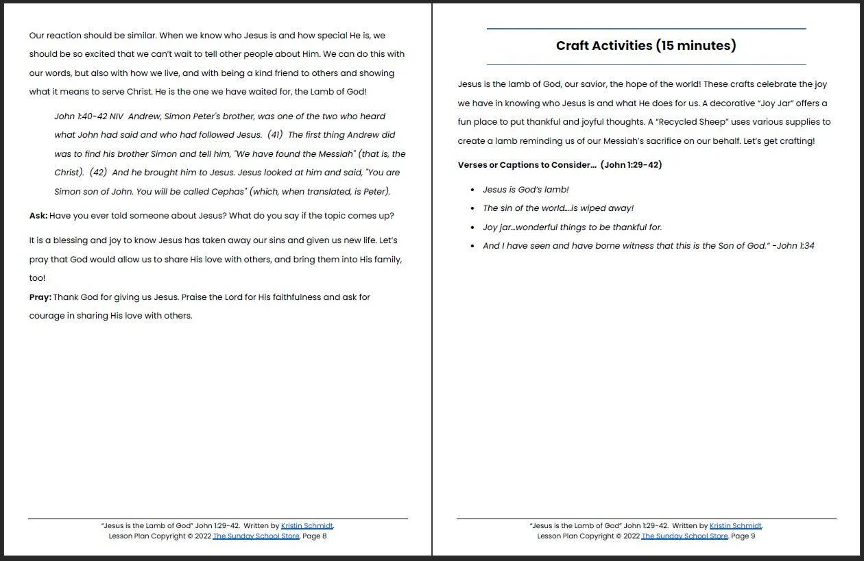Jesus is the Lamb of God (John 1:29-42) Printable Bible Lesson & Sunday School Activities - Image 6