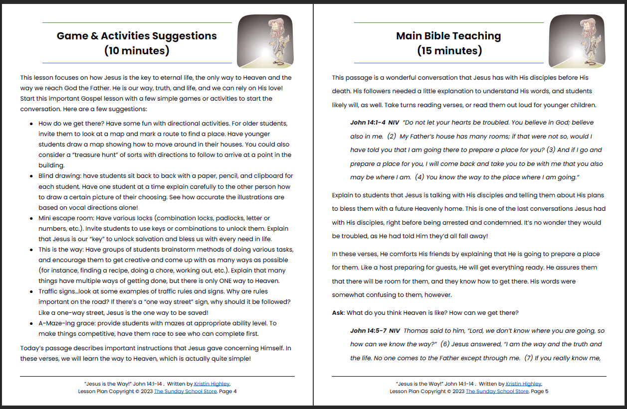Jesus is the Way (John 14:1-14) Printable Bible Lesson & Sunday School Activities - Image 4