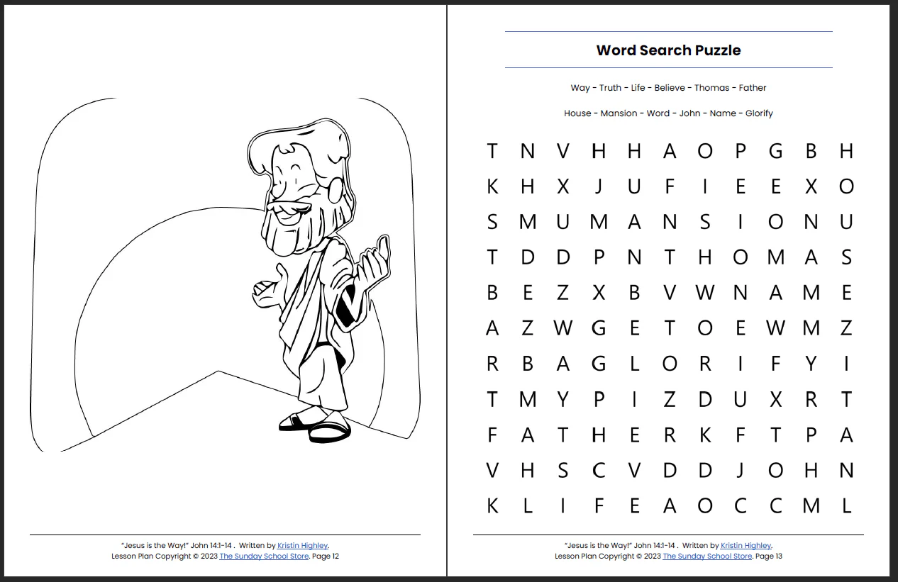 Jesus is the Way (John 14:1-14) Printable Bible Lesson & Sunday School Activities - Image 8