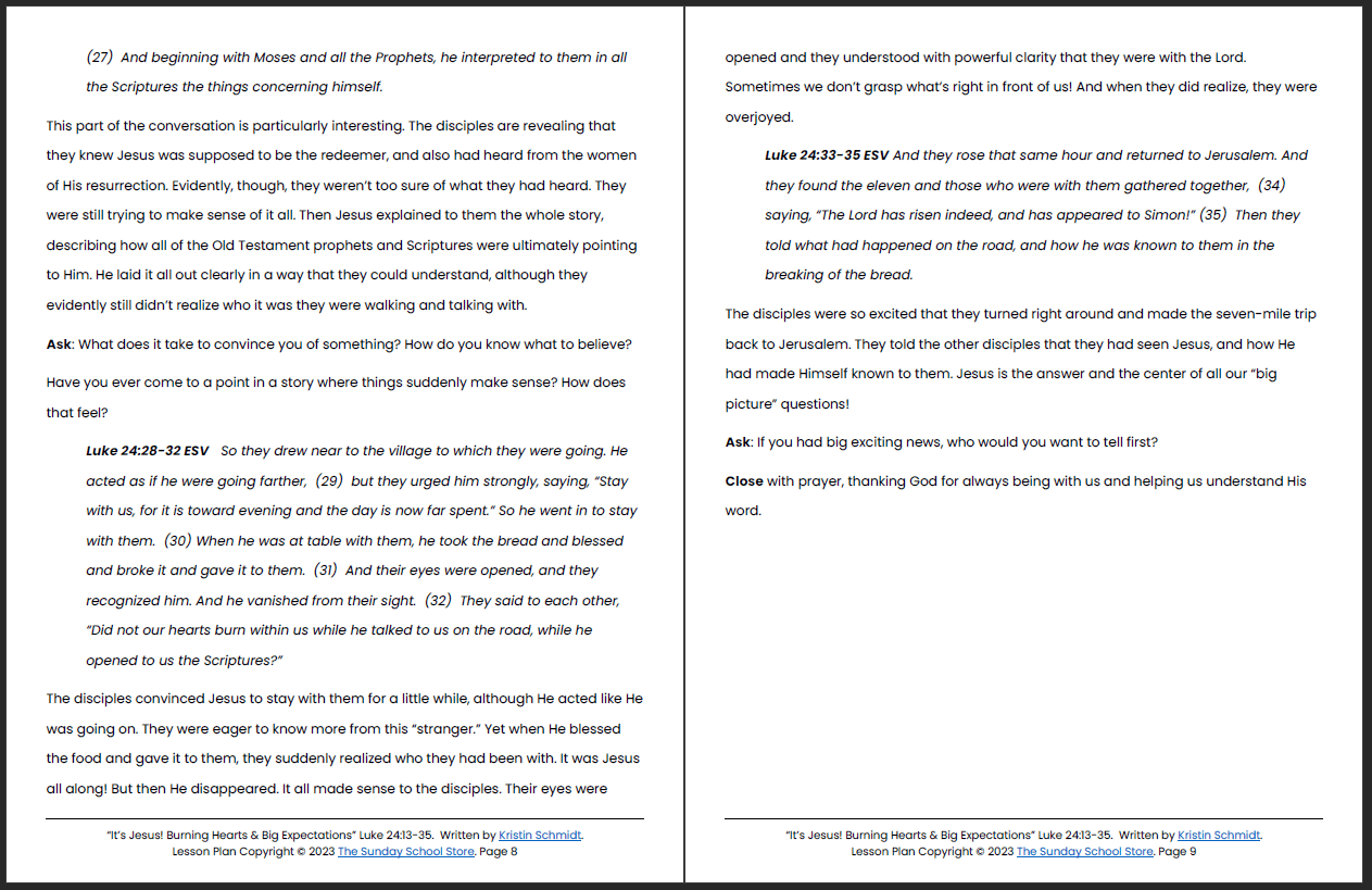 Jesus on the Road to Emmaus (Luke 24:13-35) Printable Bible Lesson & Sunday School Activities - Image 6