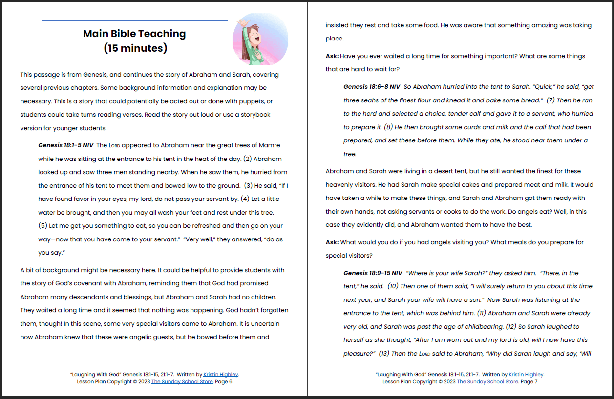 Laughing With God (Genesis 18:1-15, 2:1-7) Printable Bible Lesson & Sunday School Activities - Image 5