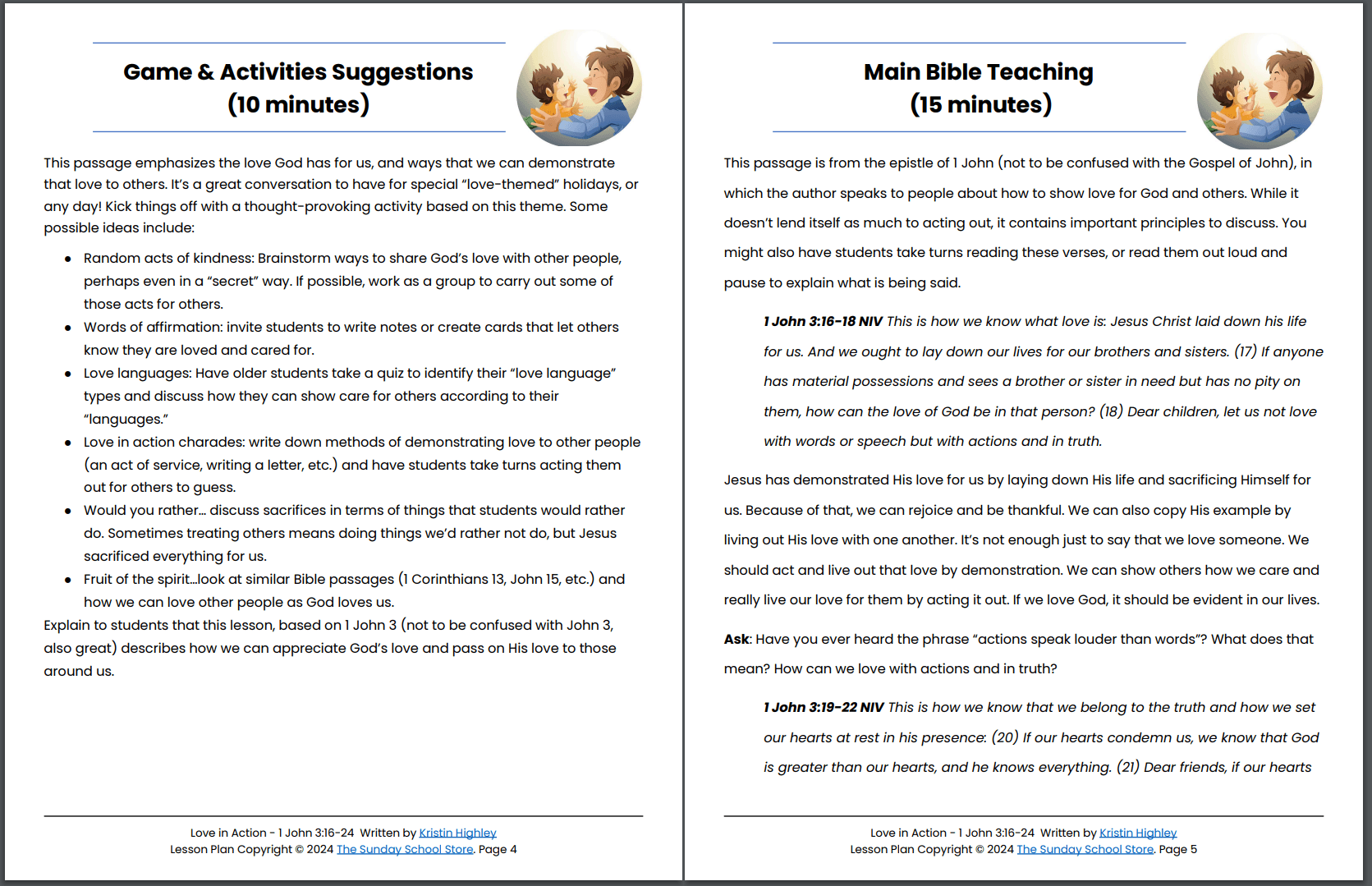 Love in Action (1 John 3:16-24) Kids' Bible Lesson & Sunday School Activities PDF - Image 3