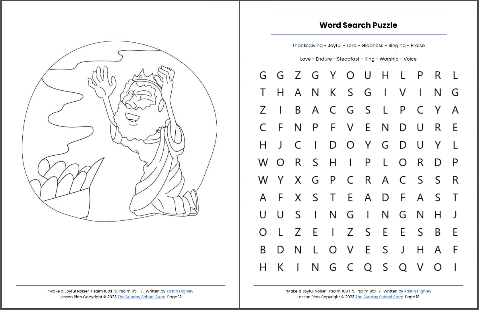 Make a Joyful Noise (Psalm 100:1-5; Psalm 95:1-7) Printable Bible Lesson & Sunday School Activities - Image 3