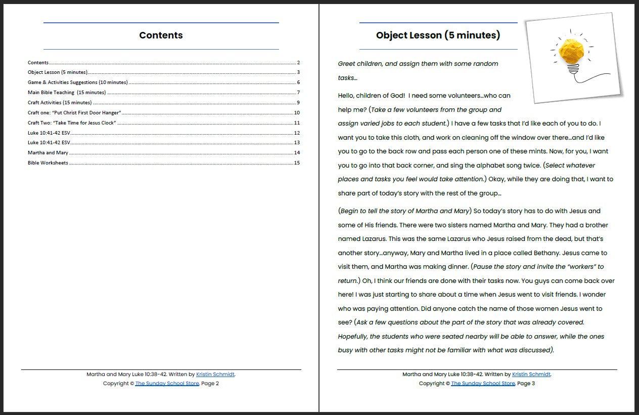 Martha and Mary (Luke 10:38-42) Printable Bible Lesson & Sunday School Activities - Image 3