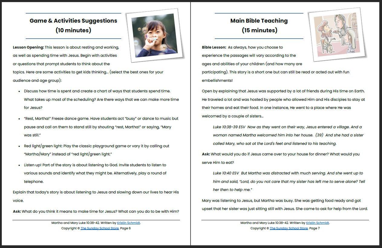 Martha and Mary (Luke 10:38-42) Printable Bible Lesson & Sunday School Activities - Image 5