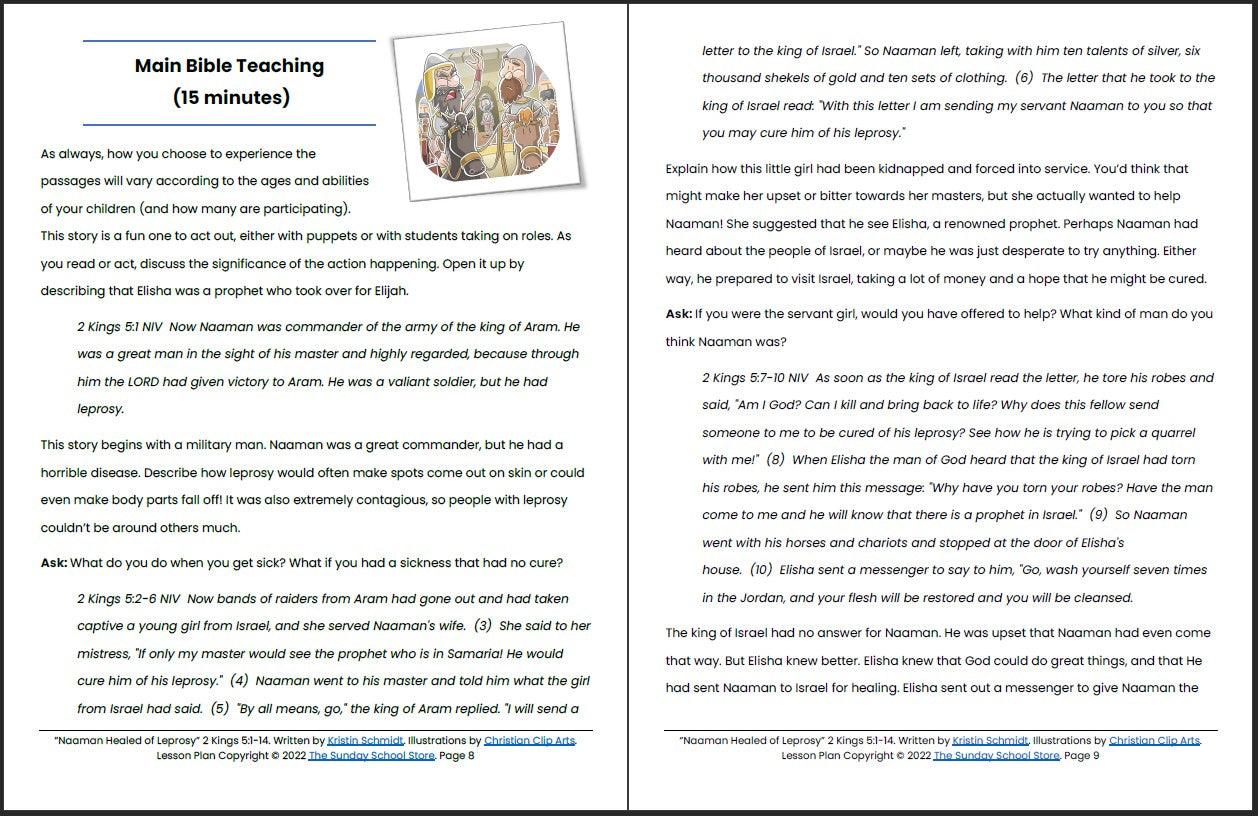 Naaman Healed (2 Kings 5:1-14) Printable Bible Lesson & Sunday School Activities - Image 6