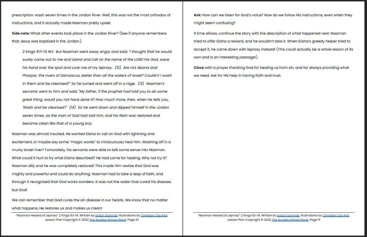 Naaman Healed (2 Kings 5:1-14) Printable Bible Lesson & Sunday School Activities - Image 7