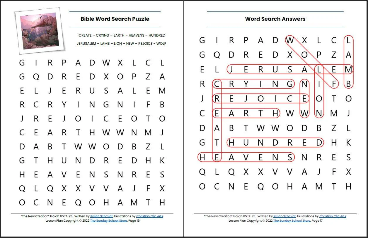 The New Creation (Isaiah 65:17-25) Printable Bible Lesson & Sunday School Activities - Image 10
