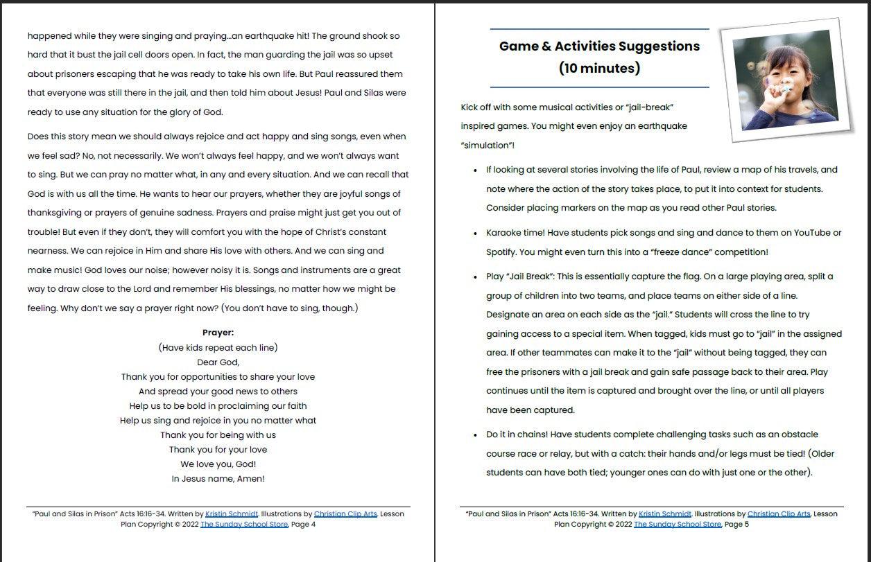 Paul and Silas in Prison (Acts 16:16-34) Printable Bible Lesson & Sunday School Activities - Image 4