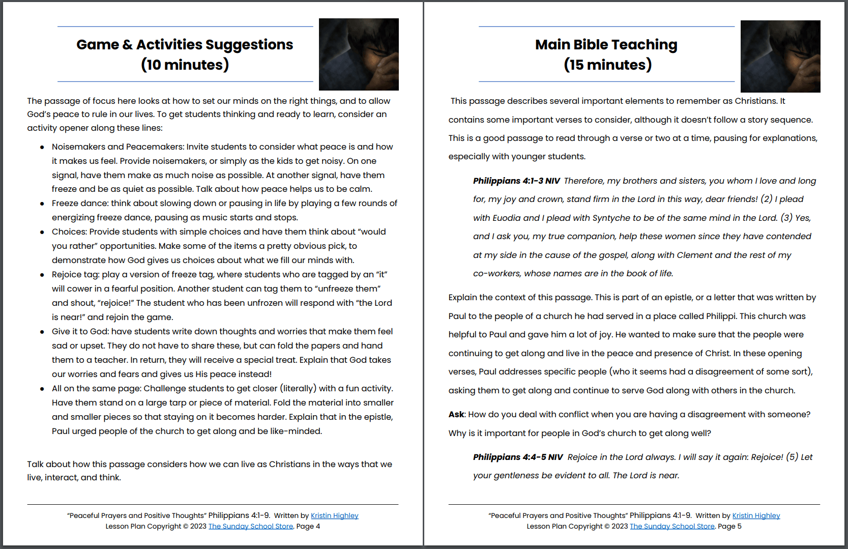 Peaceful Prayers and Positive Thoughts (Philippians 4:1-9) Printable Bible Lesson & Sunday School Activities - Image 7
