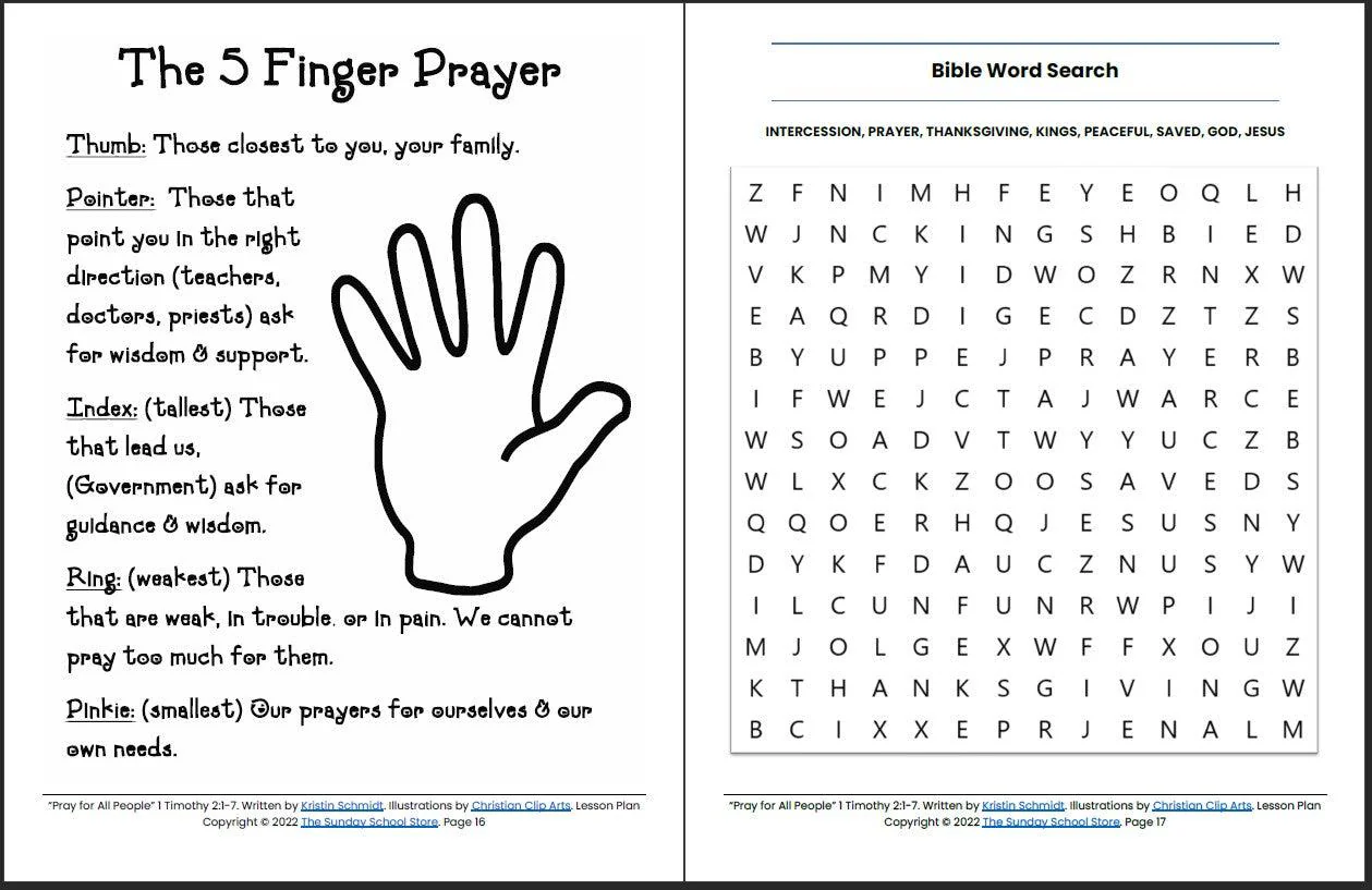 Pray for All People (1 Timothy 2) Printable Bible Lesson & Sunday School Activities - Image 10