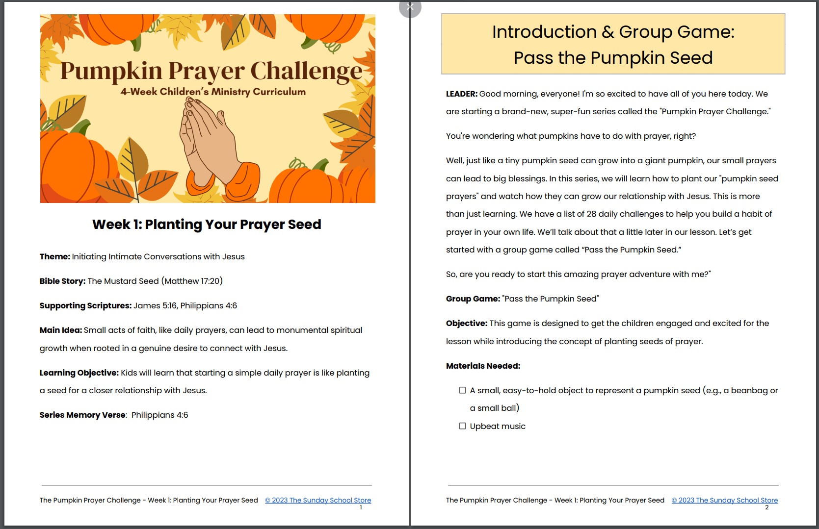 Pumpkin Prayer Challenge: 4-Lesson Sunday School Curriculum for Kids - Image 11