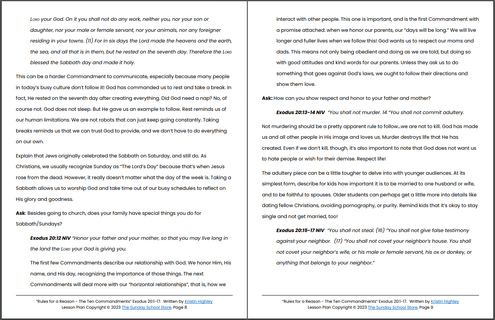 Rules for a Reason: The Ten Commandments (Exodus 20:1-17) Printable Bible Lesson & Sunday School Activities - Image 6
