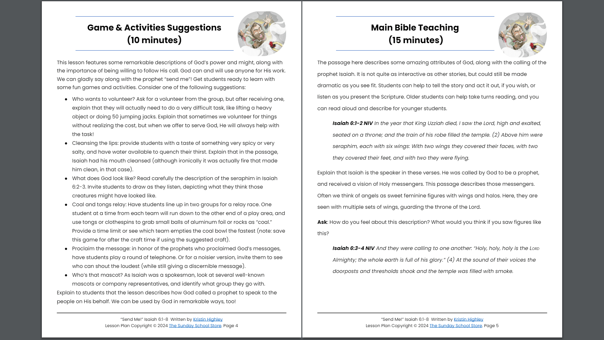 Send Me (Isaiah 6:1-8) Sunday School Lesson & Activities for Kids PDF - Image 7