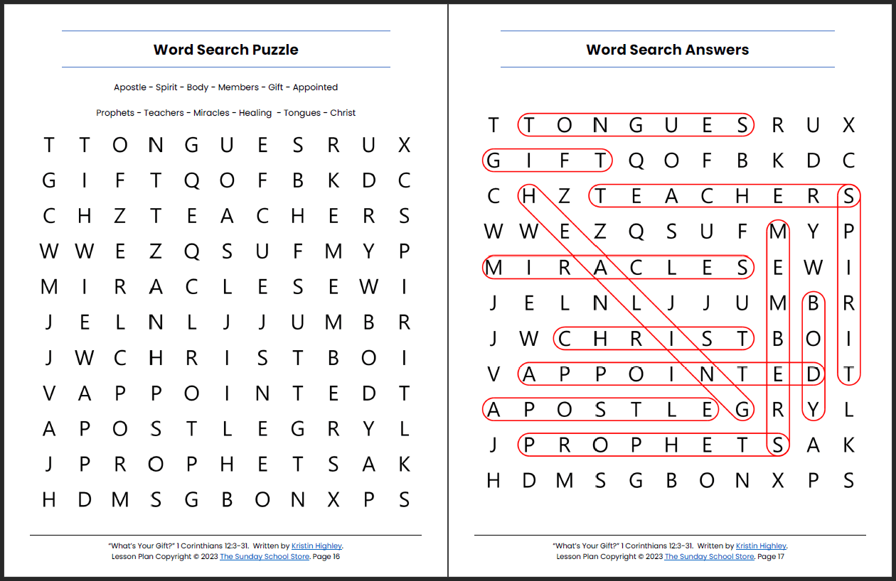 What’s Your Spiritual Gift?  (1 Corinthians 12:3-31) Printable Bible Lesson & Sunday School Activities - Image 10