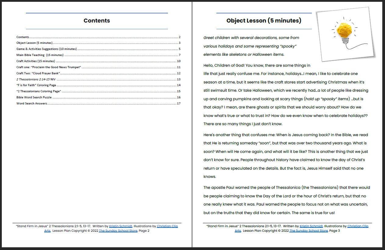 Stand Firm in Jesus (2 Thessalonians 2) Printable Bible Lesson & Sunday School Activities - Image 3