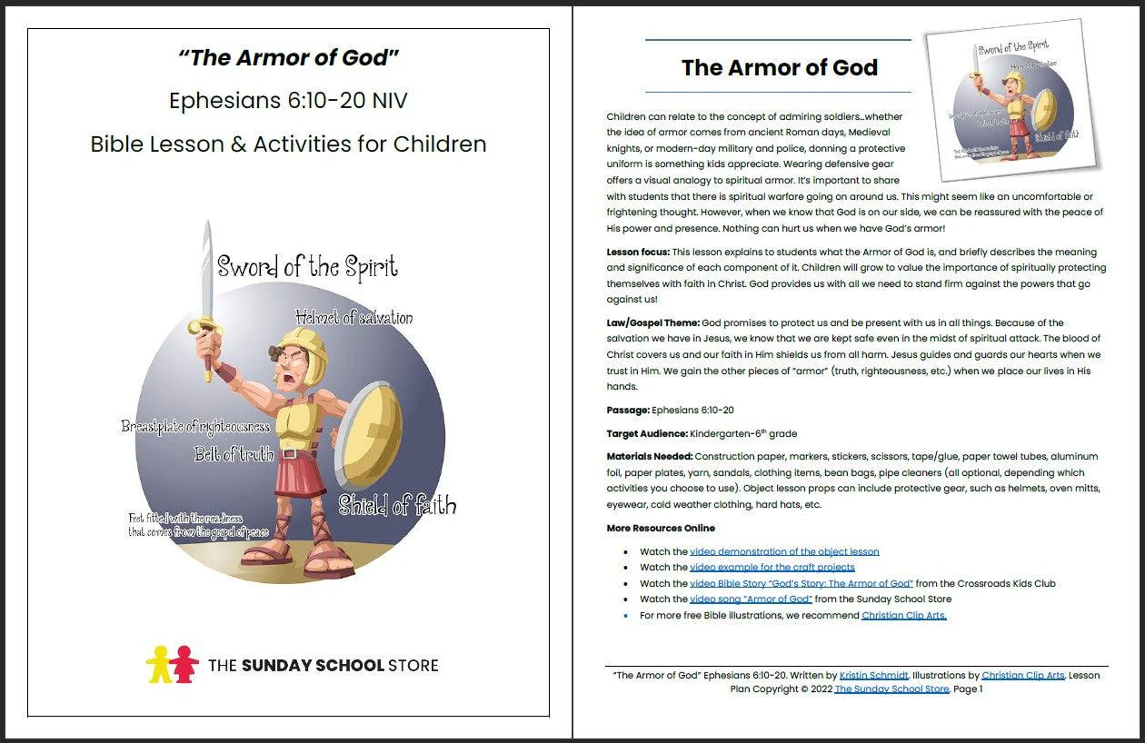 The Armor of God (Ephesians 6:10-20) Printable Bible Lesson & Sunday School Activities - Image 3