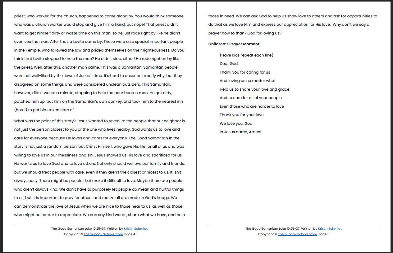 The Good Samaritan (Luke 10:25-37) Printable Bible Lesson & Sunday School Activities - Image 4