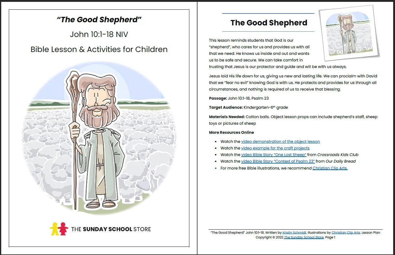 Jesus is the Good Shepherd (John 10:1-18; Psalm 23) Printable Bible Lesson & Sunday School Activities - Image 2