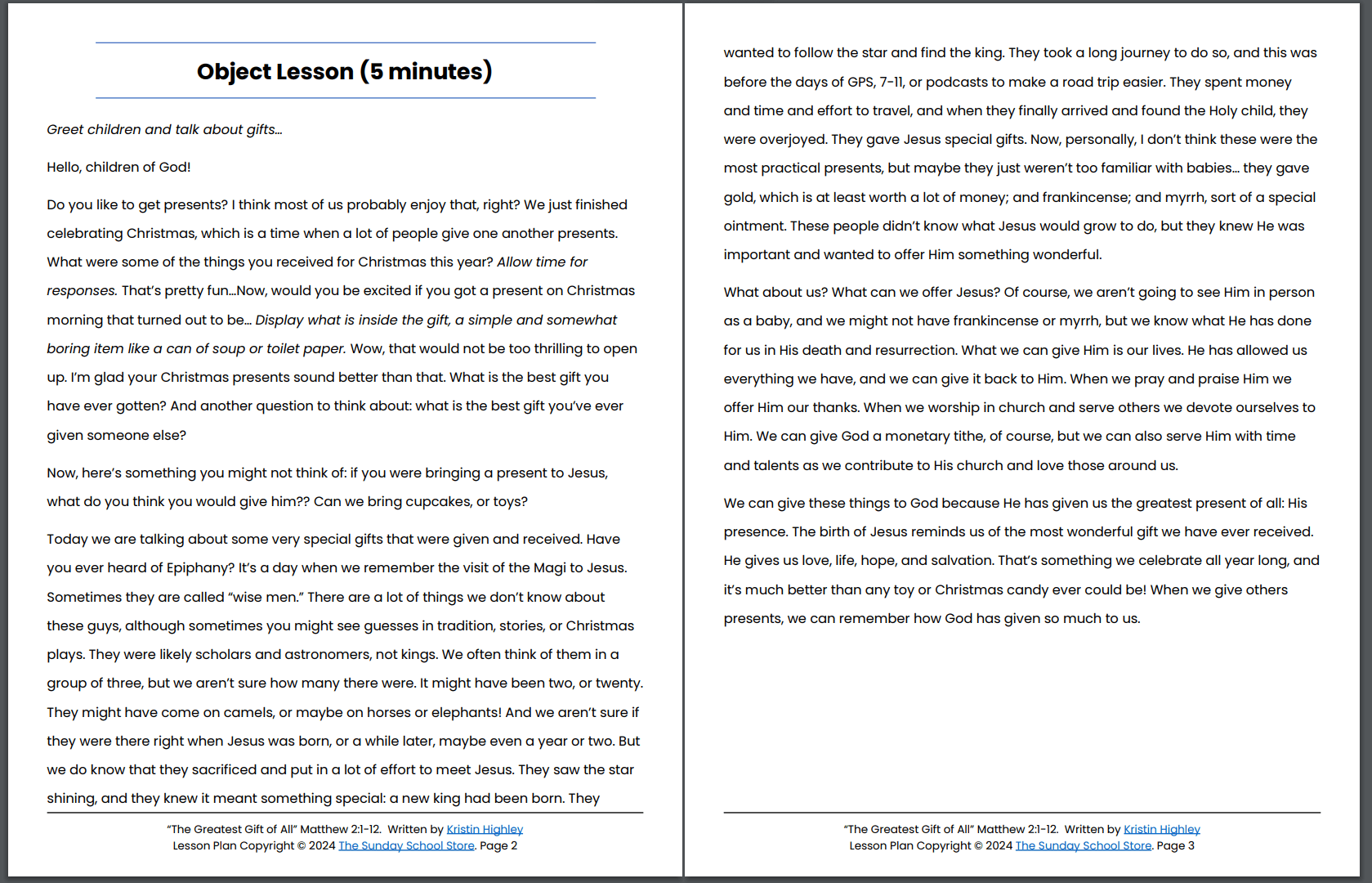 The Greatest Gift of All (Matthew 2:1-12) Printable Bible Lesson & Sunday School Activities - Image 5