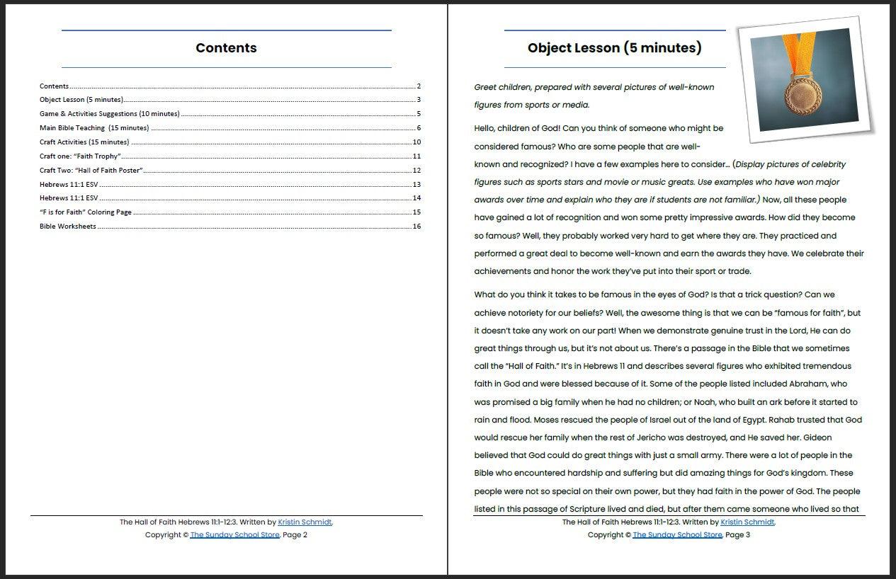 The Hall of Faith (Hebrews 11:1-12:3) Printable Bible Lesson & Sunday School Activities - Image 3