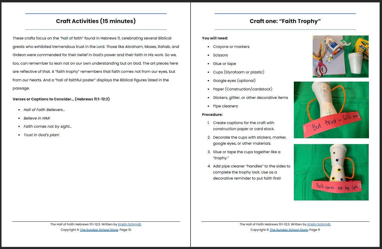 The Hall of Faith (Hebrews 11:1-12:3) Printable Bible Lesson & Sunday School Activities - Image 7