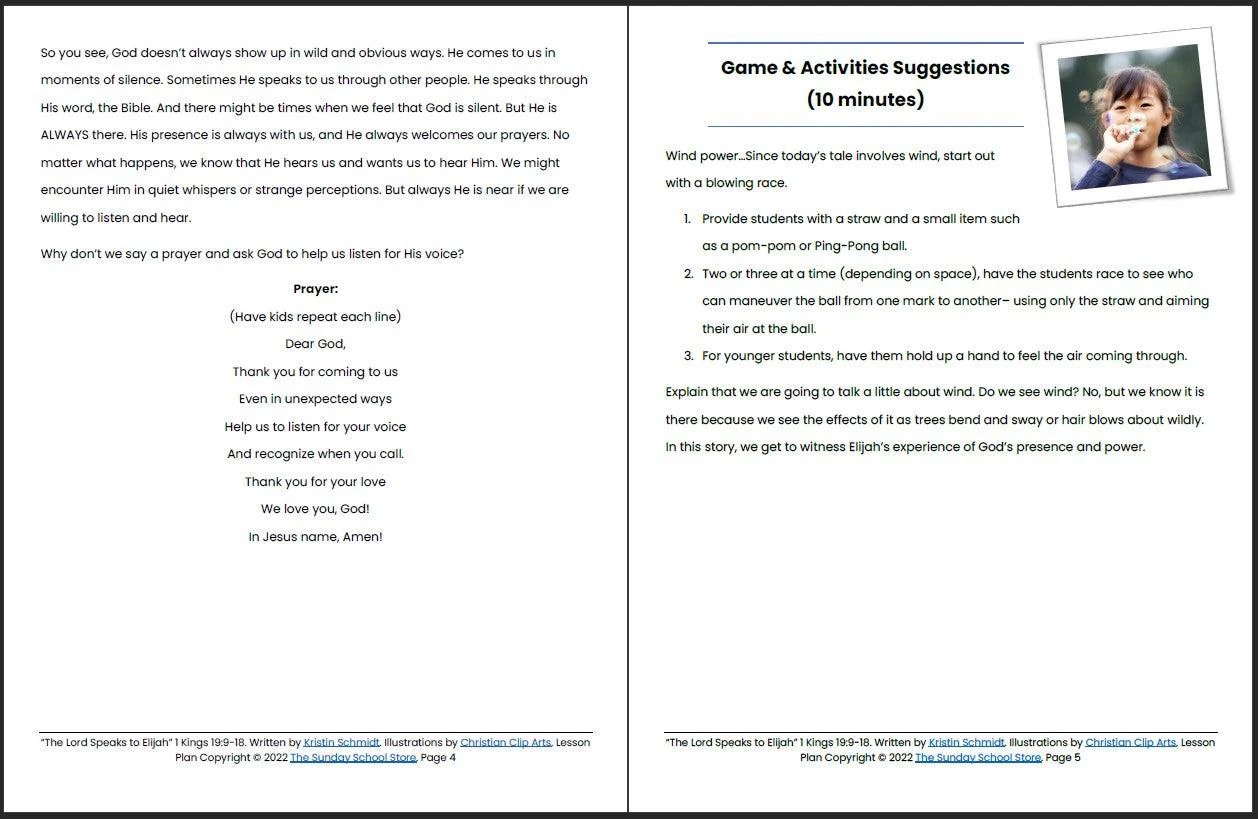 The Lord Speaks to Elijah (1 Kings 19:9-18) Printable Bible Lesson & Sunday School Activities - Image 4