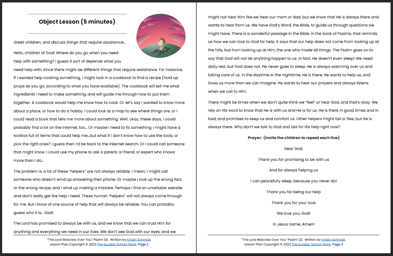 The Lord Watches Over You (Psalm 121) Printable Bible Lesson & Sunday School Activities - Image 3