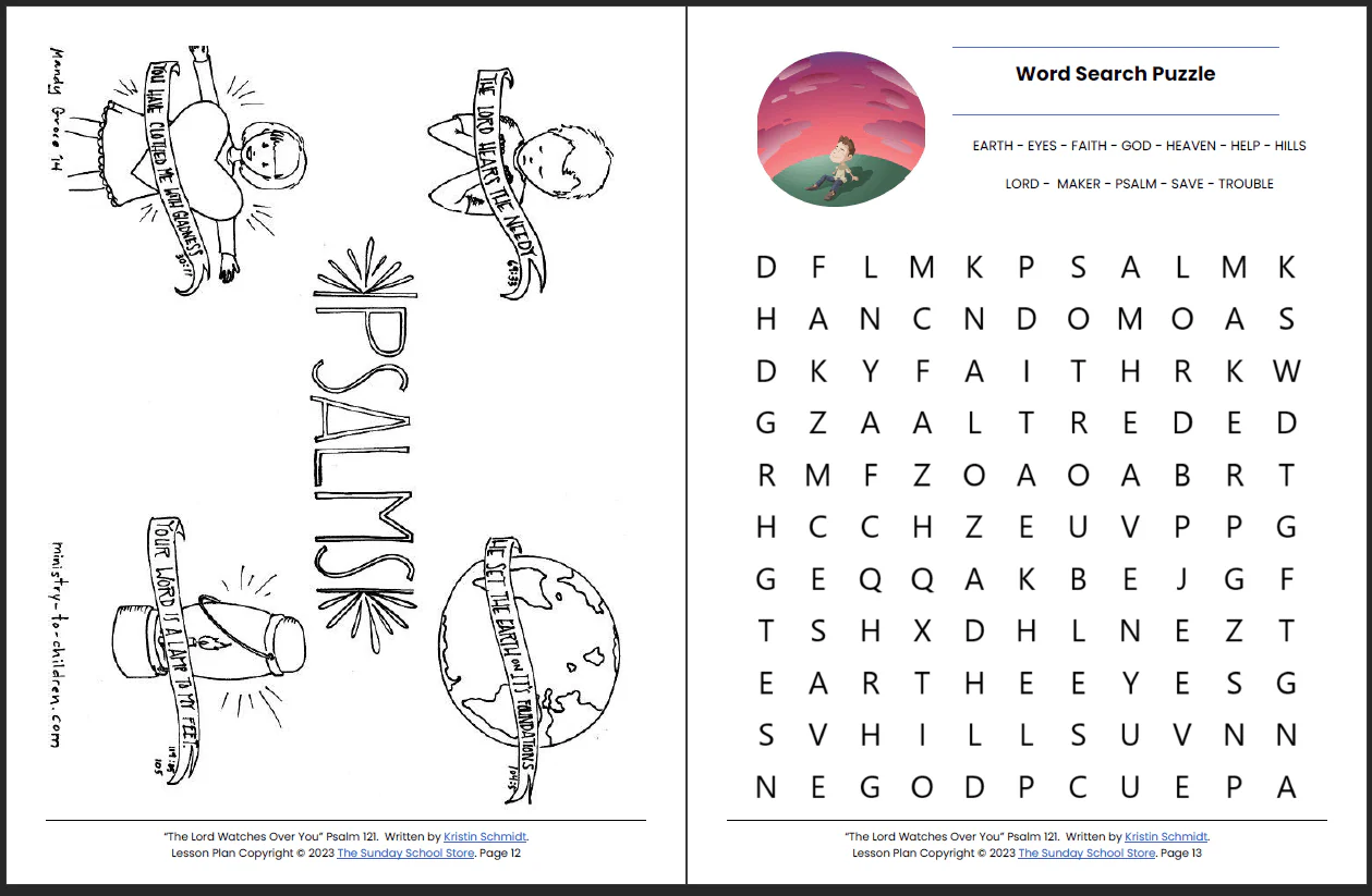 The Lord Watches Over You (Psalm 121) Printable Bible Lesson & Sunday School Activities - Image 8