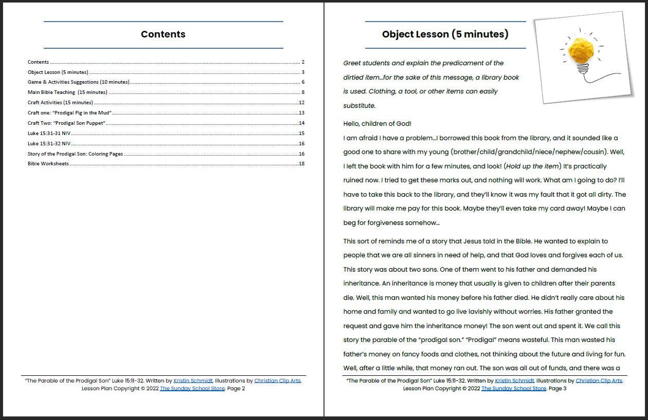 The Parable of the Prodigal Son (Luke 15:11-32) Printable Bible Lesson & Sunday School Activities - Image 3