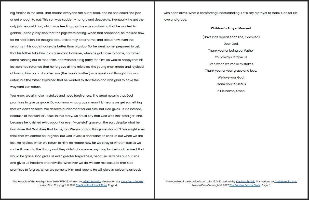 The Parable of the Prodigal Son (Luke 15:11-32) Printable Bible Lesson & Sunday School Activities - Image 4