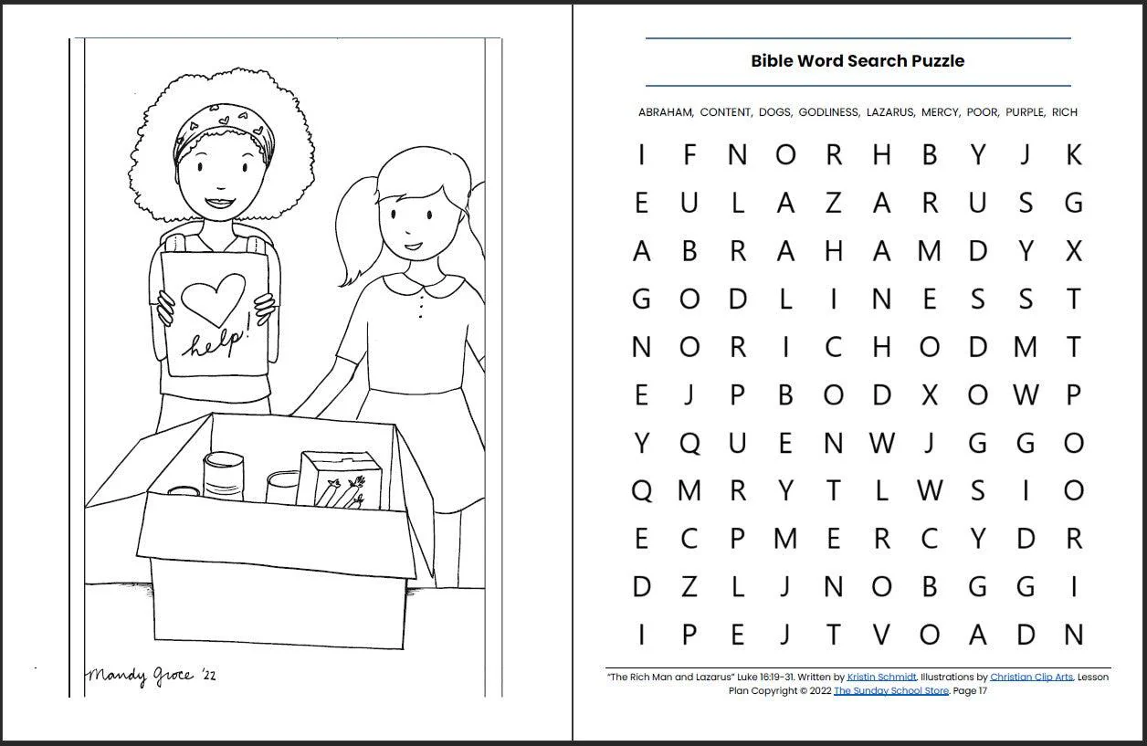 The Rich Man and Lazarus (Luke 16:19-31) Printable Bible Lesson & Sunday School Activities - Image 10
