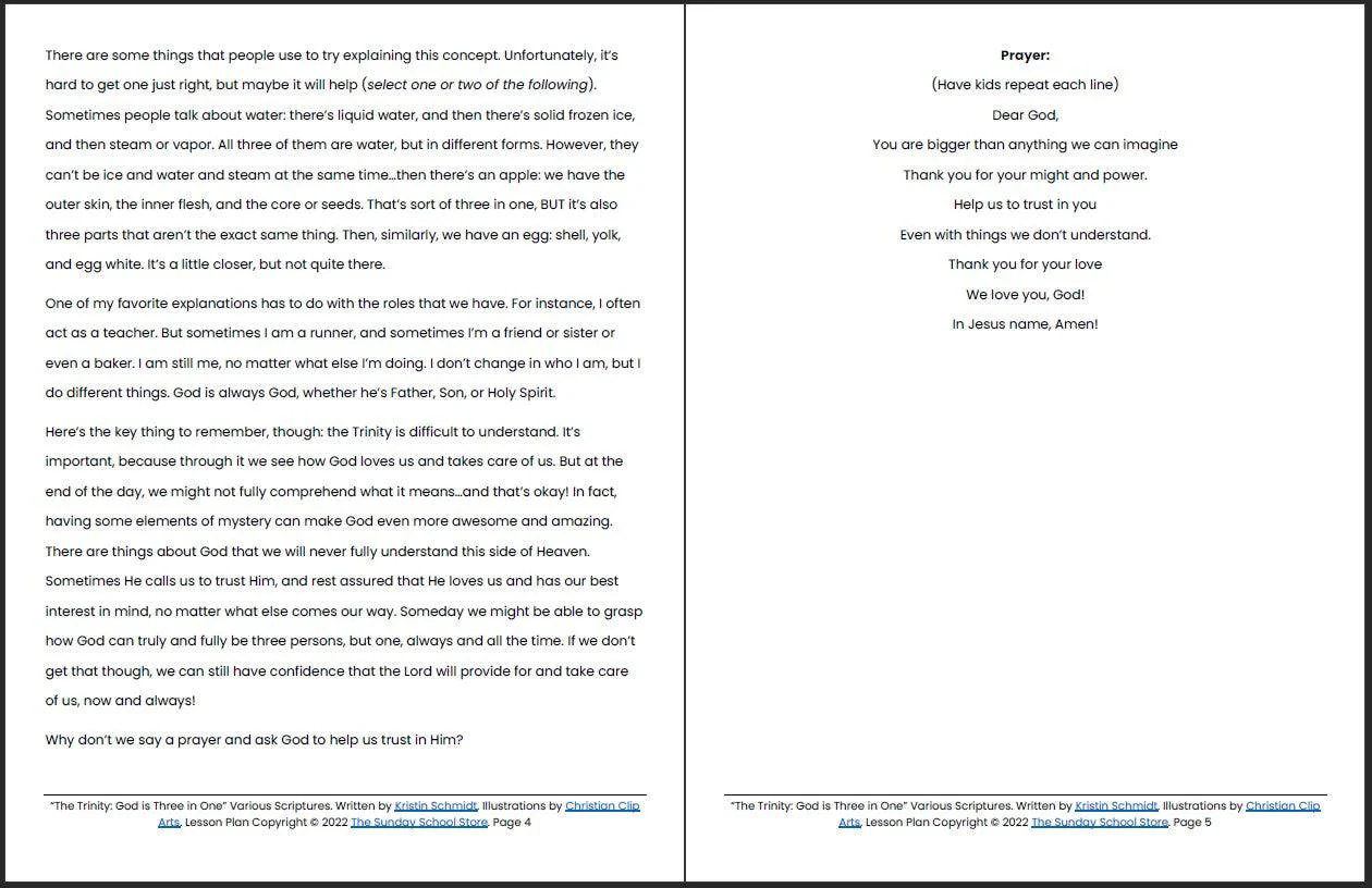 The Trinity: God is Three in One. Printable Bible Lesson & Sunday School Activities - Image 4