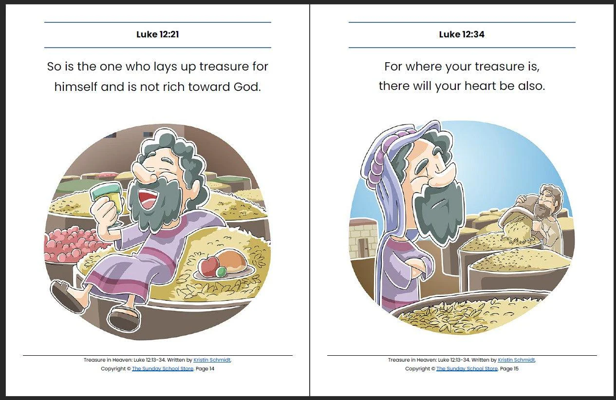 Treasure in Heaven (Luke 12:13-34) Printable Bible Lesson & Sunday School Activities - Image 9