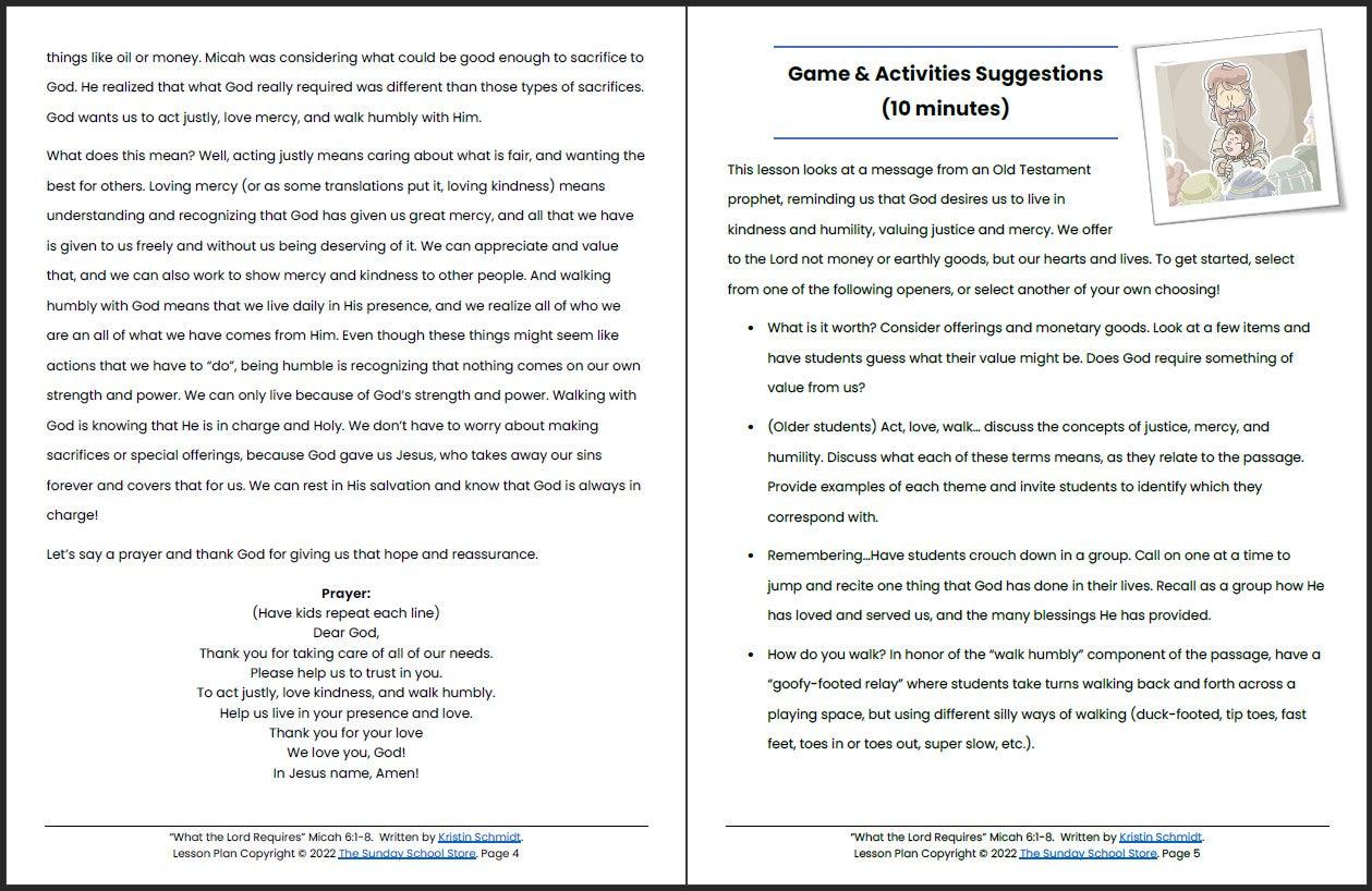 What the LORD Requires (Micah 6:1-8) Printable Bible Lesson & Sunday School Activities - Image 4